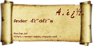 Ander Ádám névjegykártya